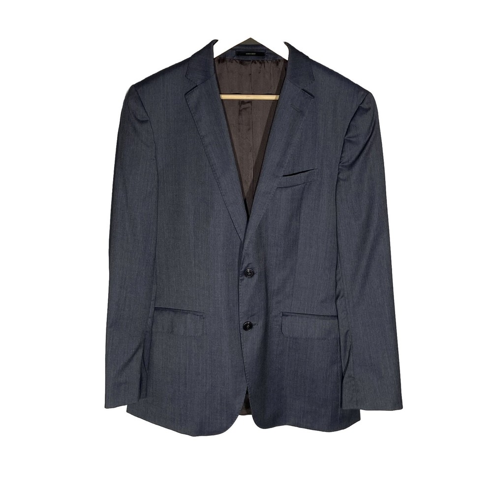 Massimo Dutti Wool Cashmere Blazer Mens 40 Suit Jacket Gray 2 Button Lightweight